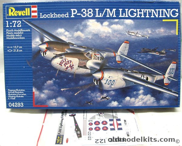 Revell 1/72 P-38M Two Seat Night Figher or P-38J - 421st Night Fighter Sq Atsugi AB Japan July 1945 / 475th FG 'Putt Putt Maru' Dulag Leyte Island February 1945 - With LF Model Decals for #126 FAEC Cuban Air Force 1947 and #122 Carribbean Legion, 04293 plastic model kit